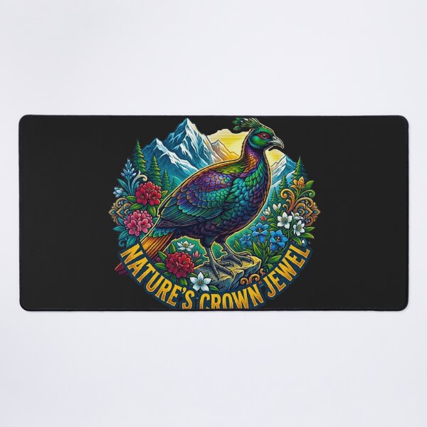 Item preview, Nature's Crown Jewel Monal Pheasant Vintage Himalayan Mountain Retro Badge designed and sold by MT-Hub | Art for Every Soul.