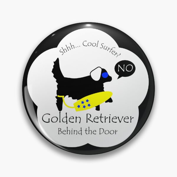 Item preview, Funny Golden Retriever Cool Surfer Behind the Door White Base designed and sold by Na7nasColorShop.