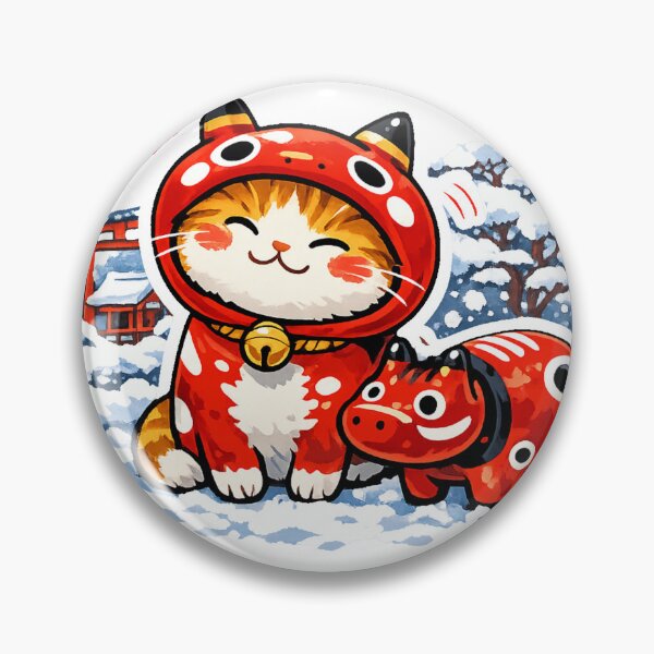 Item preview, Akabeko Cat Sticker – Cute Japanese Lucky Cow Meme | Kawaii Traditional Craft Cat designed and sold by kawaii animal store (in Japan).