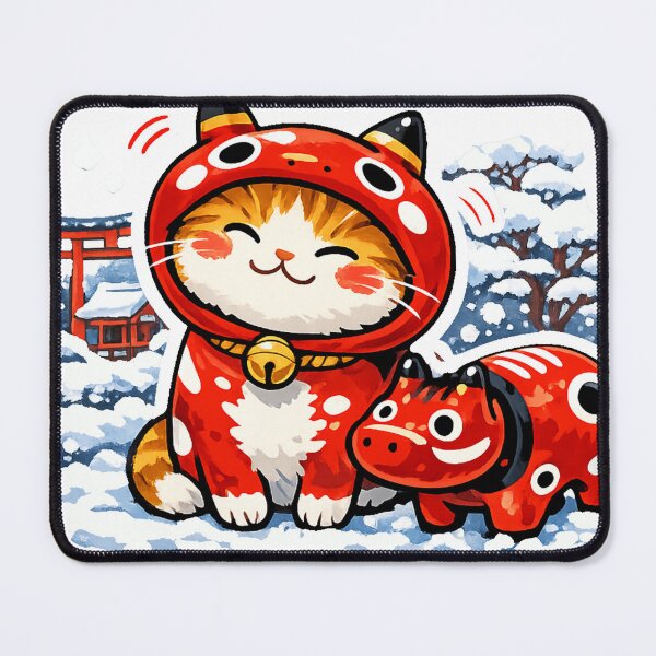 Item preview, Akabeko Cat Sticker – Cute Japanese Lucky Cow Meme | Kawaii Traditional Craft Cat designed and sold by kawaii animal store (in Japan).