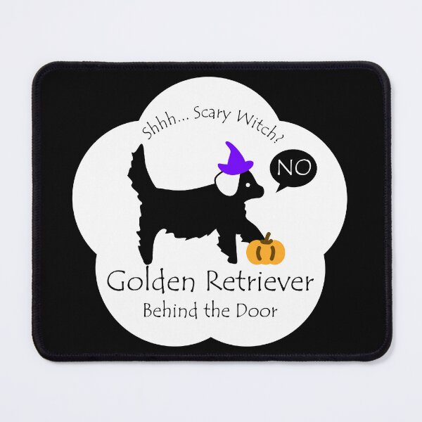 Item preview, Funny Golden Retriever Scary Witch Behind the Door White Base designed and sold by Na7nasColorShop.