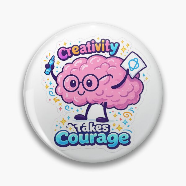 Item preview, Creativity Takes Courage Sticker – Cute Brain Character | Inspirational Motivation Design designed and sold by StyloStudio.