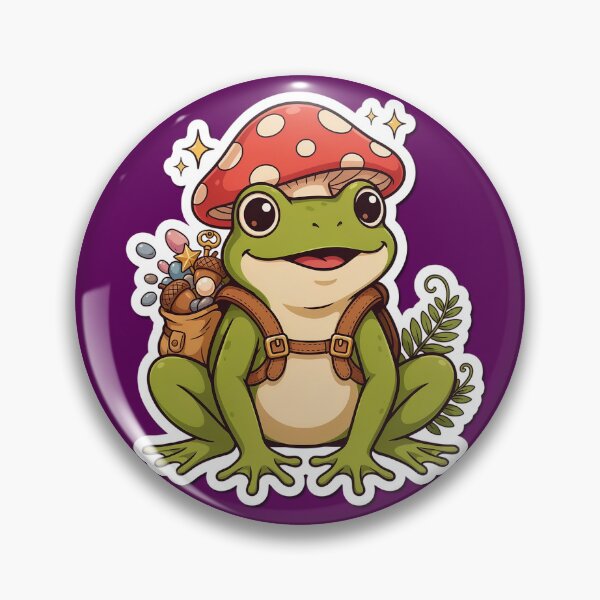 Item preview, Cute Forest Frog with Mushroom Hat | Cottagecore Nature Explorer designed and sold by PatsiRose.