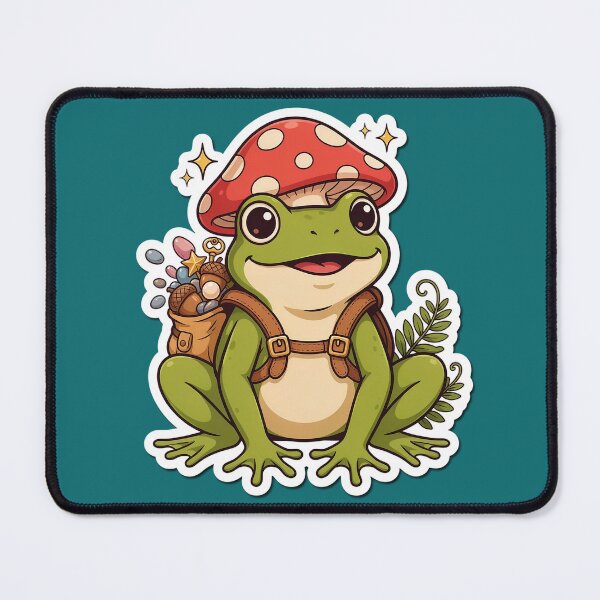 Item preview, Cute Forest Frog with Mushroom Hat | Cottagecore Nature Explorer designed and sold by PatsiRose.