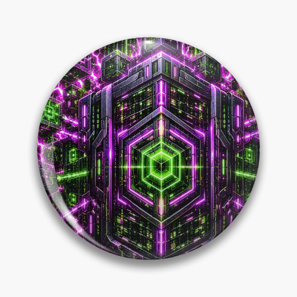 Item preview, Void Matrix Cybernetic Cube Neon Lightning Digital Rain designed and sold by RiteshCenter .
