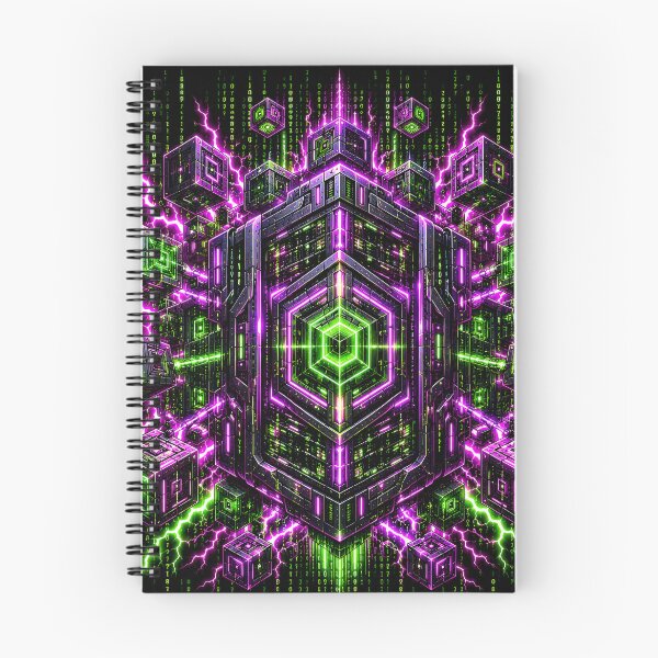 Item preview, Void Matrix Cybernetic Cube Neon Lightning Digital Rain designed and sold by RiteshCenter .