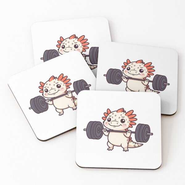 Item preview, Cute Kawaii Axolotl Lifting Heavy Barbell Gym Fitness designed and sold by HuNDefii.