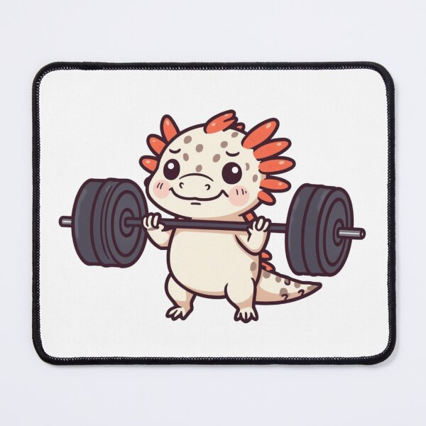 Item preview, Cute Kawaii Axolotl Lifting Heavy Barbell Gym Fitness designed and sold by HuNDefii.