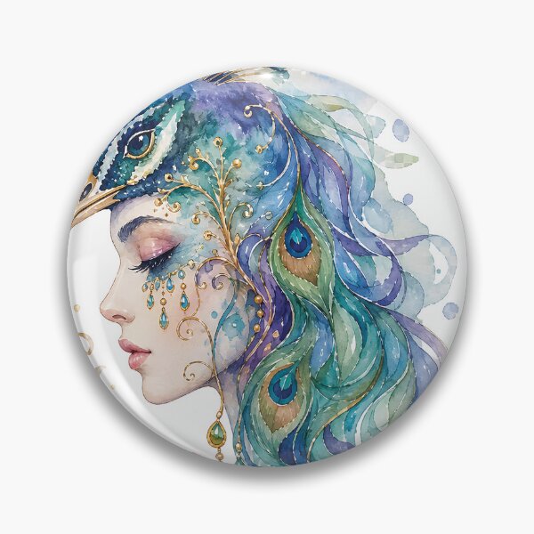 Item preview, Watercolor Peacock Lady Design | Magical Feminine Artwork  designed and sold by Mnrrstudio.