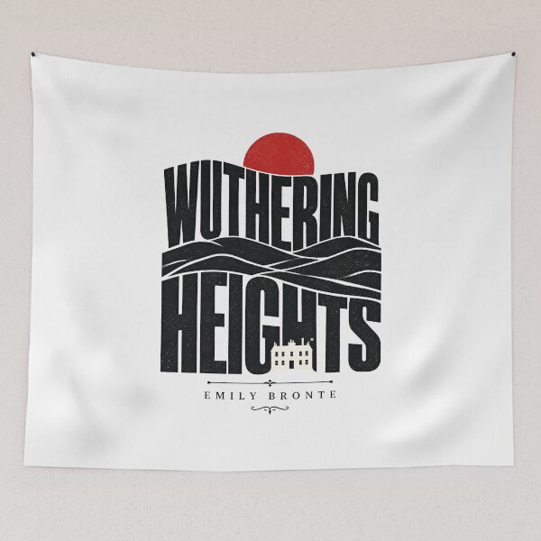 Item preview, Wuthering Heights Modern Typographic Silhouette Red Sun Landscape designed and sold by Fenay Designs.