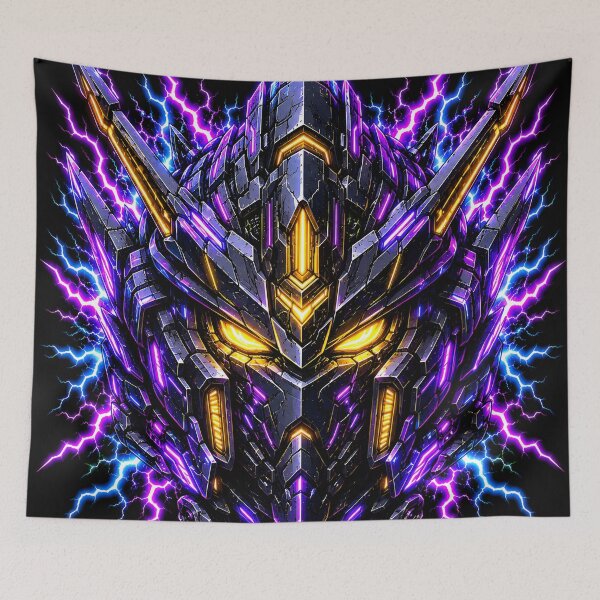 Item preview, Void Mecha Cybernetic Armored Robot Head Neon Lightning designed and sold by RiteshCenter .