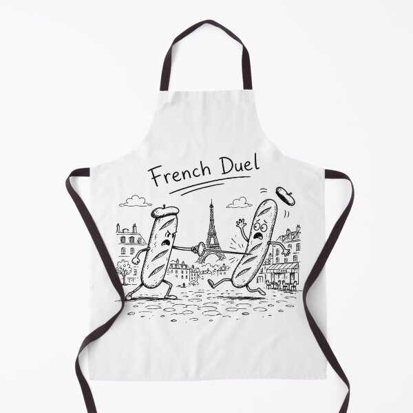 Aperçu de l'œuvre Baguette humoristique « Duel français » - Design vintage créée et vendue par MonkiFlipp.