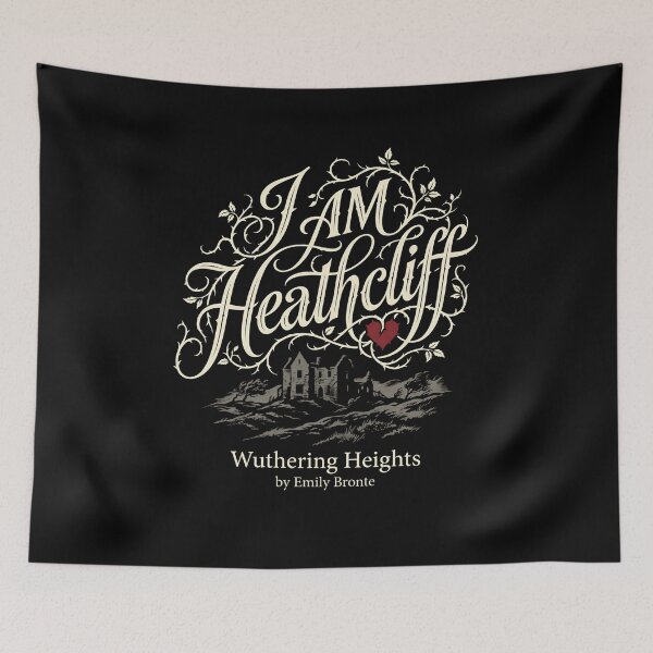 Item preview, Wuthering Heights I Am Heathcliff Calligraphy Thorn Heart designed and sold by Fenay Designs.