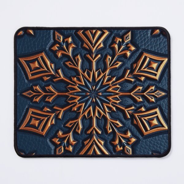 Item preview, Gold Ornate Snowflake Mandala on Blue Texture designed and sold by IntelliMindDesigns.