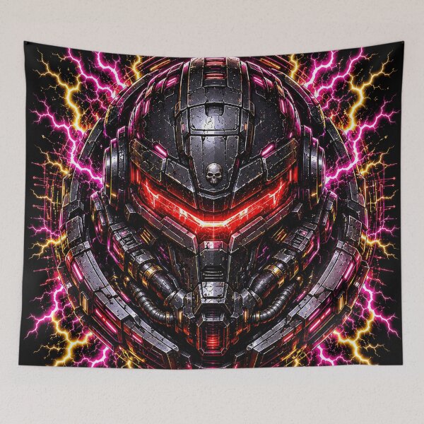 Item preview, Void Marine Cybernetic Armored Helmet Red Visor Lightning designed and sold by RiteshCenter .