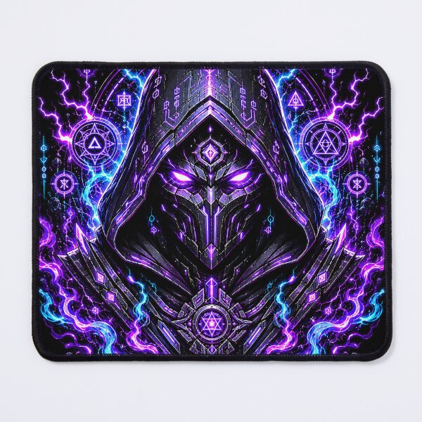 Item preview, Void Mystic Cybernetic Hooded Sorcerer Neon Lightning Mask designed and sold by RiteshCenter .