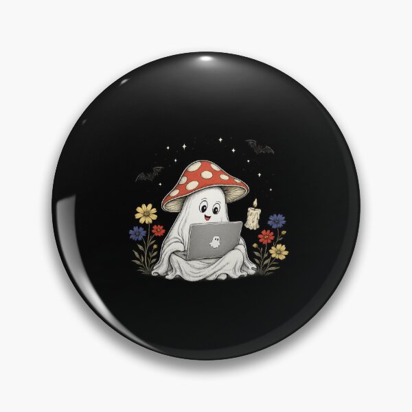 Item preview, Mushroom ghost laptop summerween Halloween tech cute designed and sold by Black British Designer - Photographer.