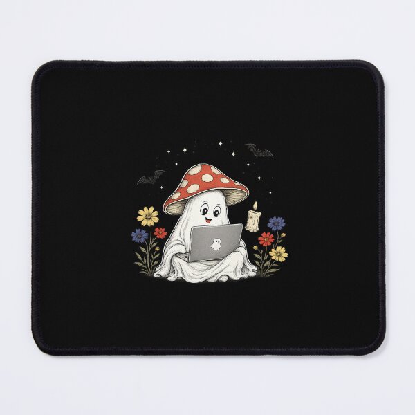 Item preview, Mushroom ghost laptop summerween Halloween tech cute designed and sold by Black British Designer - Photographer.