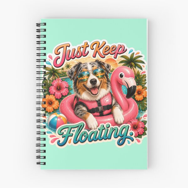 Item preview, Just Keep Floating – Funny Summer Blue Merle Aussie on Flamingo Float designed and sold by DailyStruggleCo.