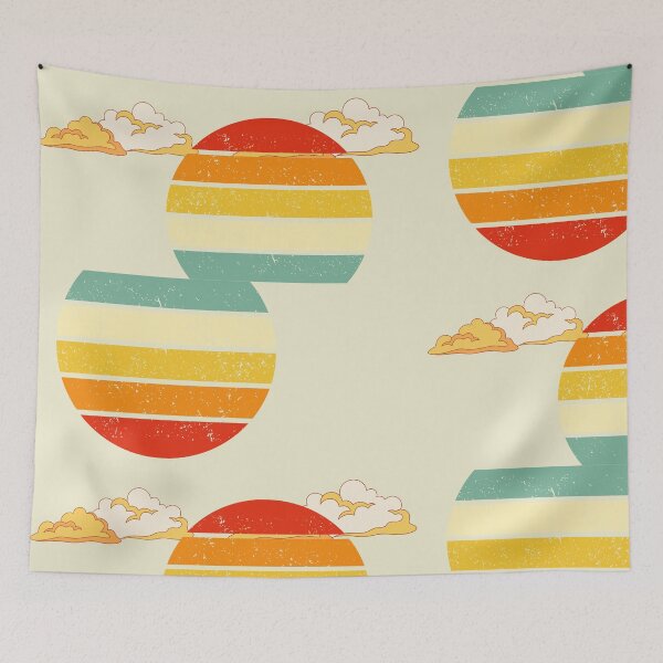 Item preview, Geometric retro sunset with vintage clouds designed and sold by A touch of creativity.