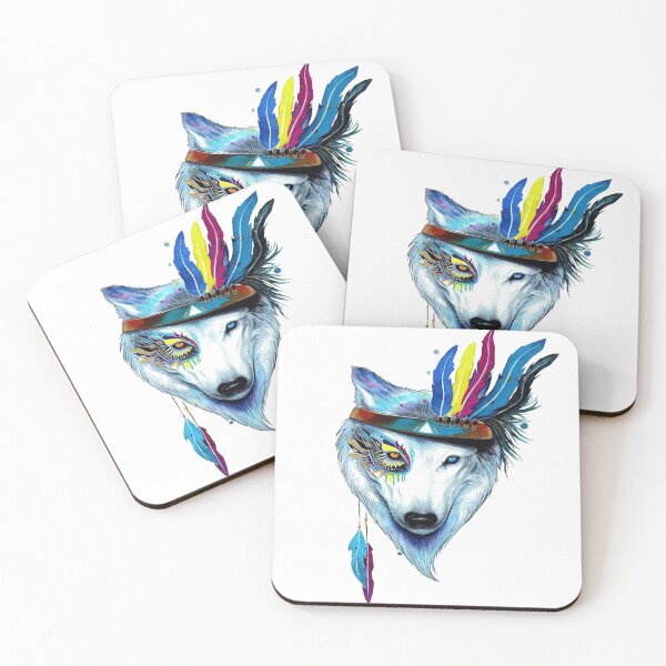Item preview, Rainbow Spiritual Wolf - Warrior of Dreams and Sacred Feathers designed and sold by RAYBIL.
