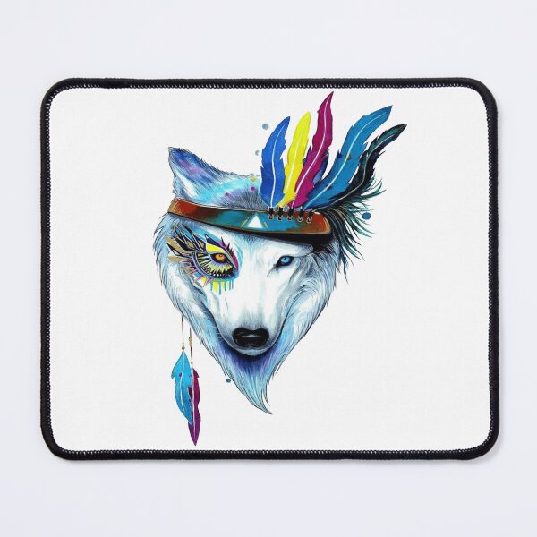 Item preview, Rainbow Spiritual Wolf - Warrior of Dreams and Sacred Feathers designed and sold by RAYBIL.