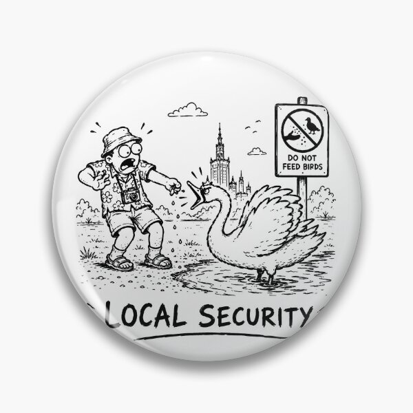Item preview, Local Security Funny Angry Swan Tourist Sketch Travel Design designed and sold by MonkiFlipp.