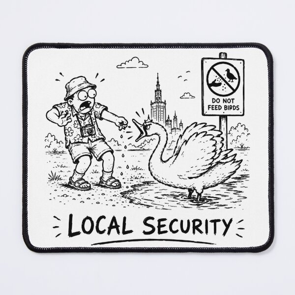 Item preview, Local Security Funny Angry Swan Tourist Sketch Travel Design designed and sold by MonkiFlipp.