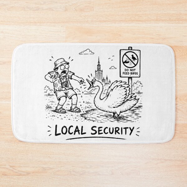 Item preview, Local Security Funny Angry Swan Tourist Sketch Travel Design designed and sold by MonkiFlipp.