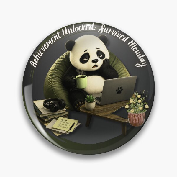 Item preview, Achievement Unlocked Survival Monday Cute Panda Gamer Sticker designed and sold by EnginerdStudio.