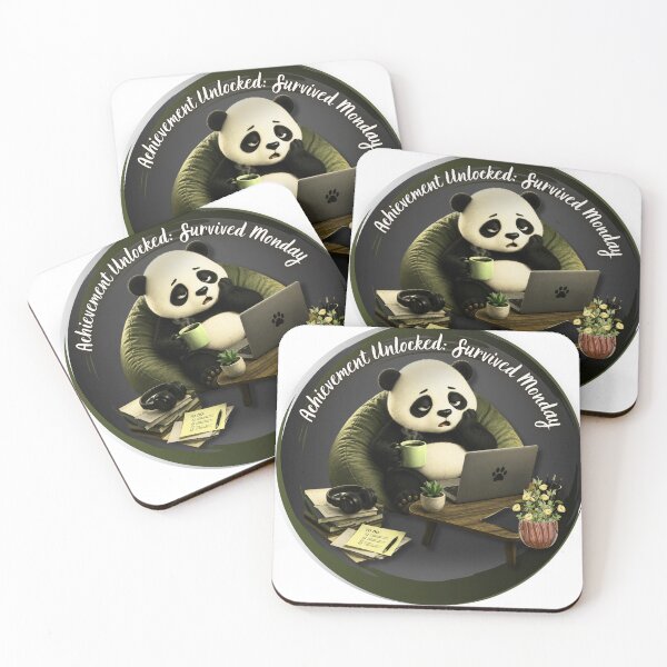 Item preview, Achievement Unlocked Survival Monday Cute Panda Gamer Sticker designed and sold by EnginerdStudio.