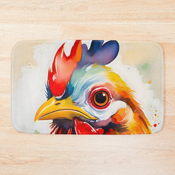 Item preview, Colorful Watercolor Chicken Portrait – Red & Blue Cute Hen Art for Chicken Moms designed and sold by EmeraldeaArt.