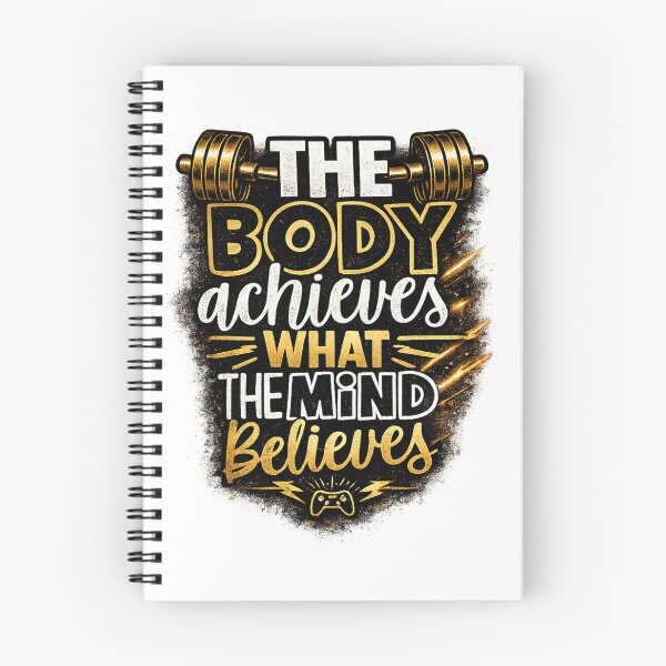 Item preview, The Body Achieves What The Mind Believes Gym Motivation T-Shirt | Fitness Workout Quote designed and sold by TheWorldGameStudio .