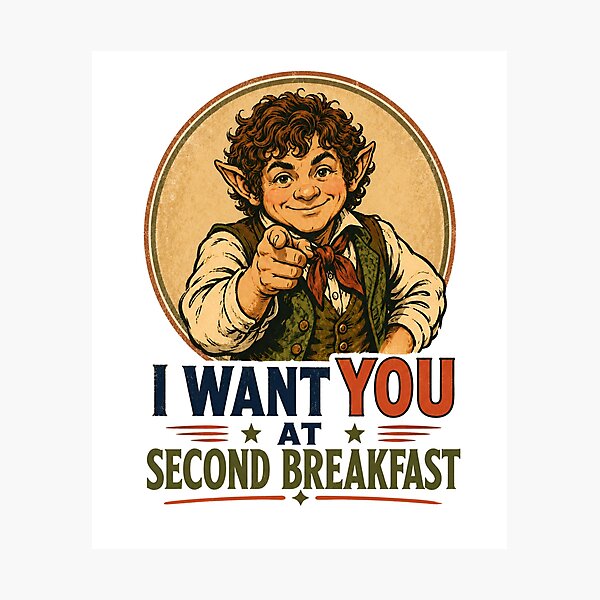 Item preview, I Want You At Breakfast Halfling Fantasy Retro Art designed and sold by Fenay Designs.