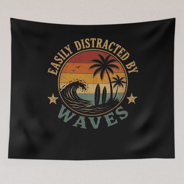 Item preview, Easily Distracted By Waves Surfing Beach Ocean Summer Vacation designed and sold by JonesFlora2025.