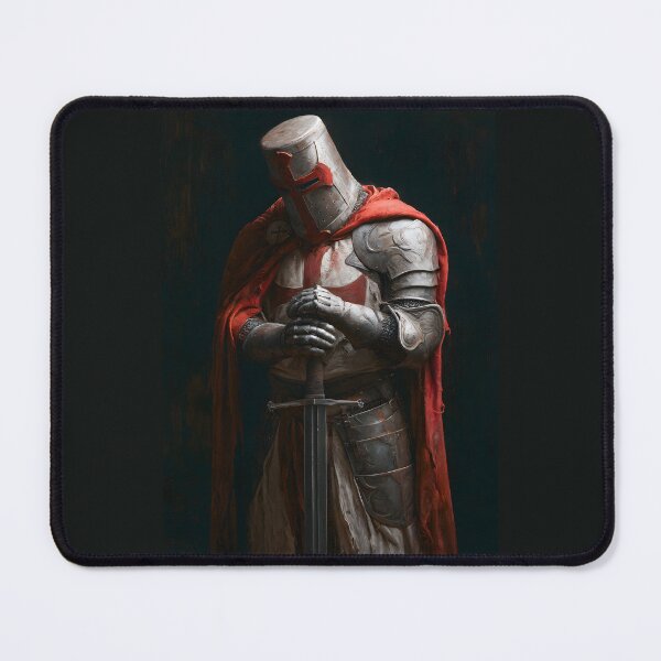 Item preview, Crusader Knight of God Templar In Helmet Red Cloak Art designed and sold by GrinGalore.