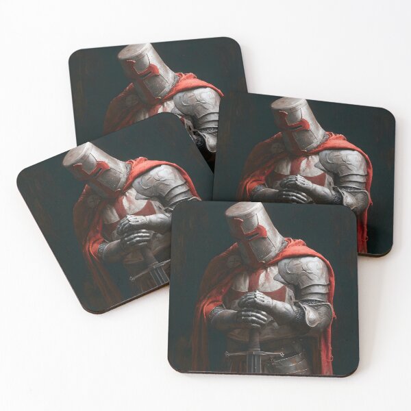 Item preview, Crusader Knight of God Templar In Helmet Red Cloak Art designed and sold by GrinGalore.