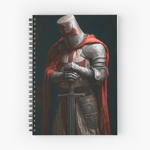 Item preview, Crusader Knight of God Templar In Helmet Red Cloak Art designed and sold by GrinGalore.
