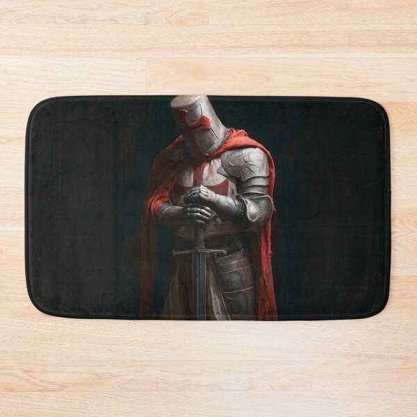 Item preview, Crusader Knight of God Templar In Helmet Red Cloak Art designed and sold by GrinGalore.