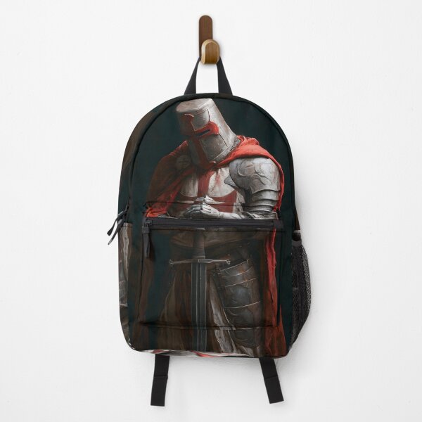 Item preview, Crusader Knight of God Templar In Helmet Red Cloak Art designed and sold by GrinGalore.