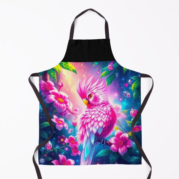 Item preview, Pink Cockatoo in a Fantasy Jungle – Vibrant Tropical Floral Art designed and sold by EmeraldeaArt.