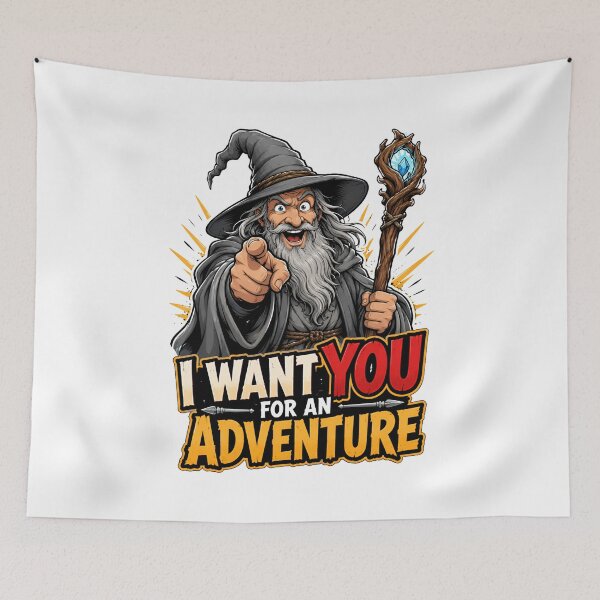 Item preview, I Want You For An Adventure Wizard Magic Staff Fantasy Comic designed and sold by Fenay Designs.
