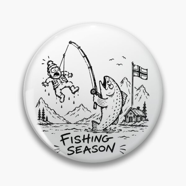 Item preview, Fishing Season Funny Fisherman Caught by Fish Sketch Design designed and sold by MonkiFlipp.
