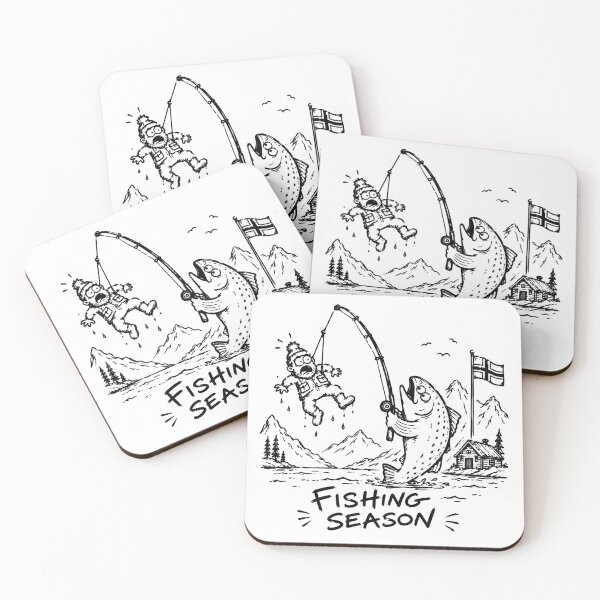Item preview, Fishing Season Funny Fisherman Caught by Fish Sketch Design designed and sold by MonkiFlipp.