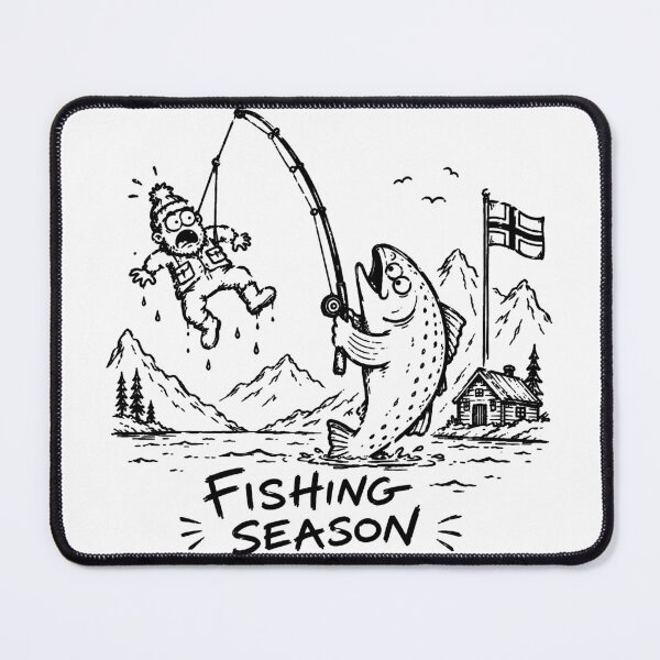Item preview, Fishing Season Funny Fisherman Caught by Fish Sketch Design designed and sold by MonkiFlipp.