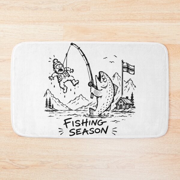 Item preview, Fishing Season Funny Fisherman Caught by Fish Sketch Design designed and sold by MonkiFlipp.