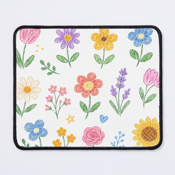 Item preview, Whimsical Crayon Style Floral Pattern designed and sold by 0606PM.
