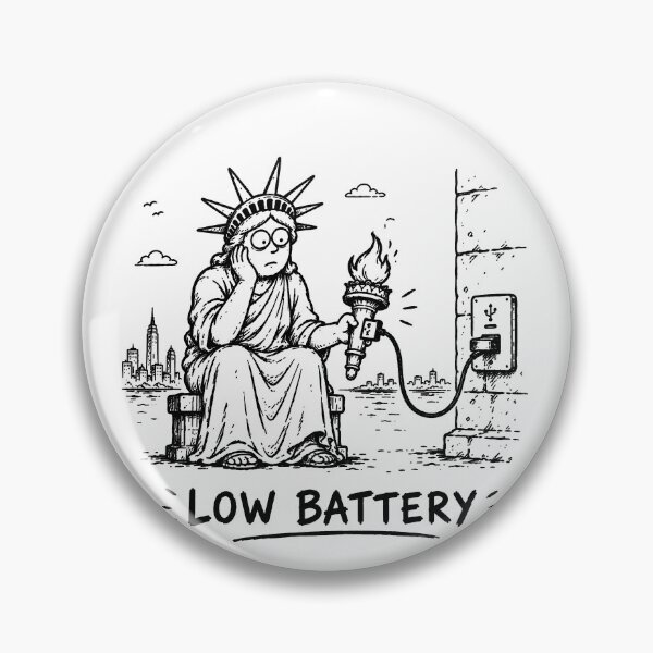 Item preview, Low Battery Funny Statue of Liberty Charging Sketch Design designed and sold by MonkiFlipp.