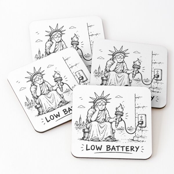 Item preview, Low Battery Funny Statue of Liberty Charging Sketch Design designed and sold by MonkiFlipp.