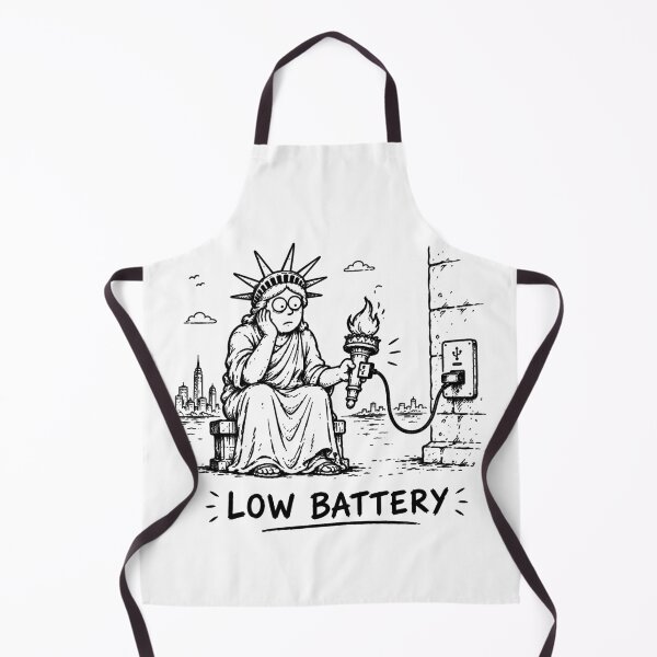 Item preview, Low Battery Funny Statue of Liberty Charging Sketch Design designed and sold by MonkiFlipp.